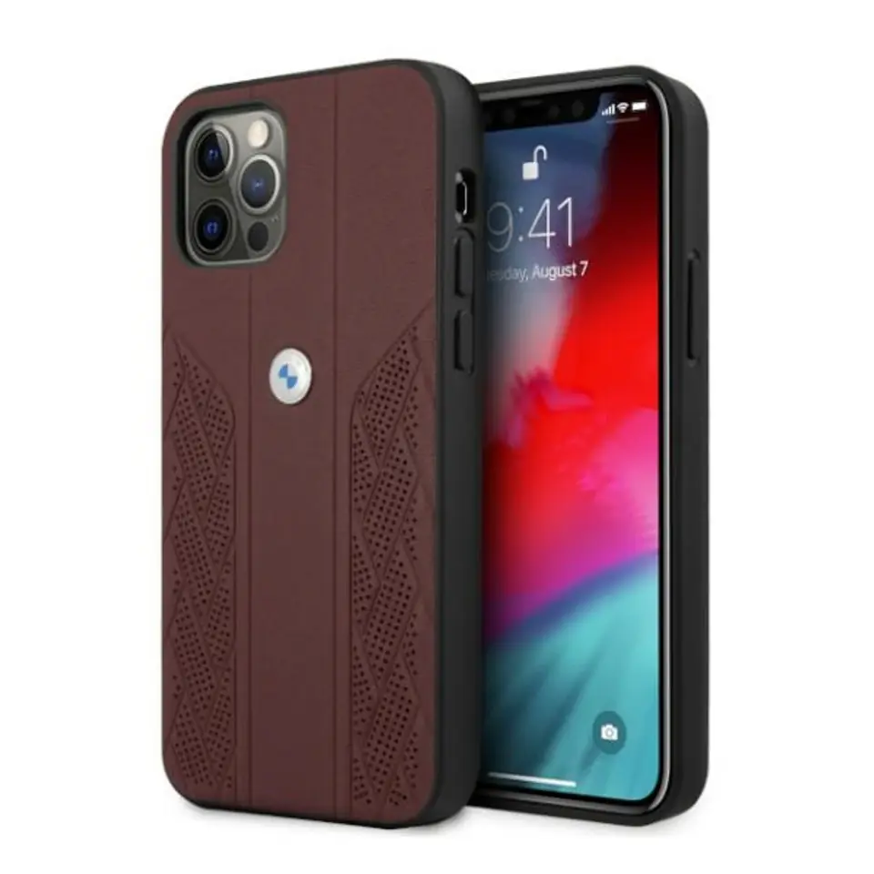 ⁨BMW Case BMHCP12LRSPPR iPhone 12 Pro Max 6,7" red/red hardcase Leather Curve Perforate⁩ at Wasserman.eu
