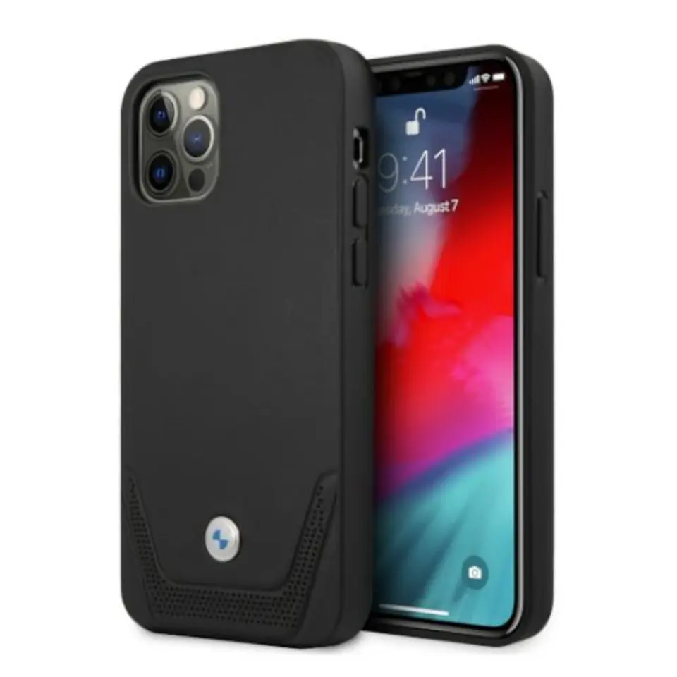 ⁨BMW Case BMHCP12LRSWPK iPhone 12 Pro Max 6,7" black/black hardcase Leather Perforate⁩ at Wasserman.eu