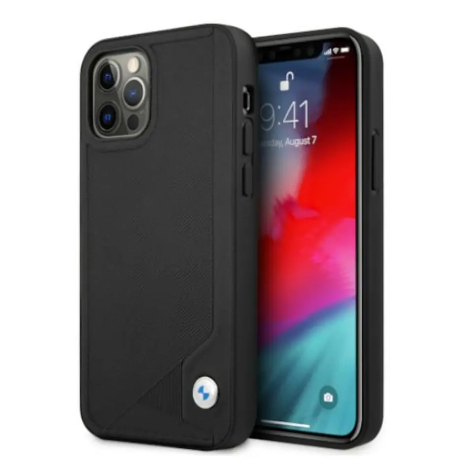 ⁨BMW Case BMHCP12MRCDPK iPhone 12/12 Pro 6,1" black/black hardcase Leather Deboss⁩ at Wasserman.eu