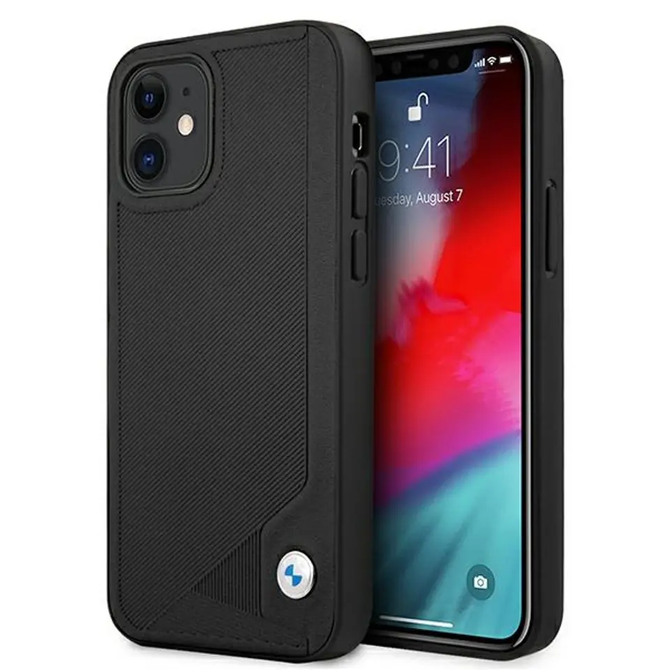 ⁨Etui BMW BMHCP12SRCDPK iPhone 12 mini 5,4" czarny/black hardcase Leather Deboss⁩ w sklepie Wasserman.eu