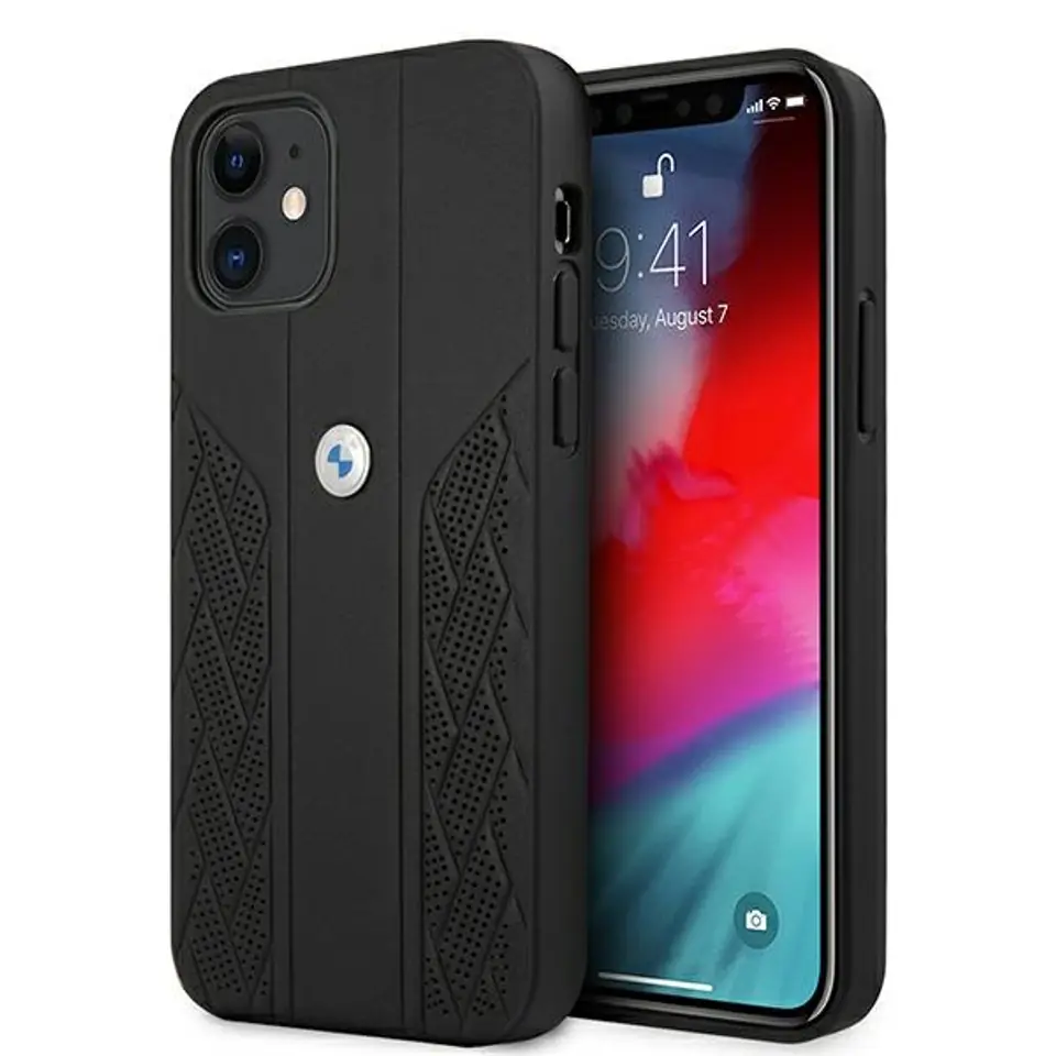 ⁨BMW Case BMHCP12SRSPPK iPhone 12 mini 5,4" black/black hardcase Leather Curve Perforate⁩ at Wasserman.eu