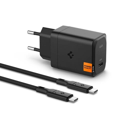 ⁨Ładowarka sieciowa SPIGEN ArcStation Pro GaN-651, 1x USB-C, 65W + kabel USB-C czarna⁩ w sklepie Wasserman.eu