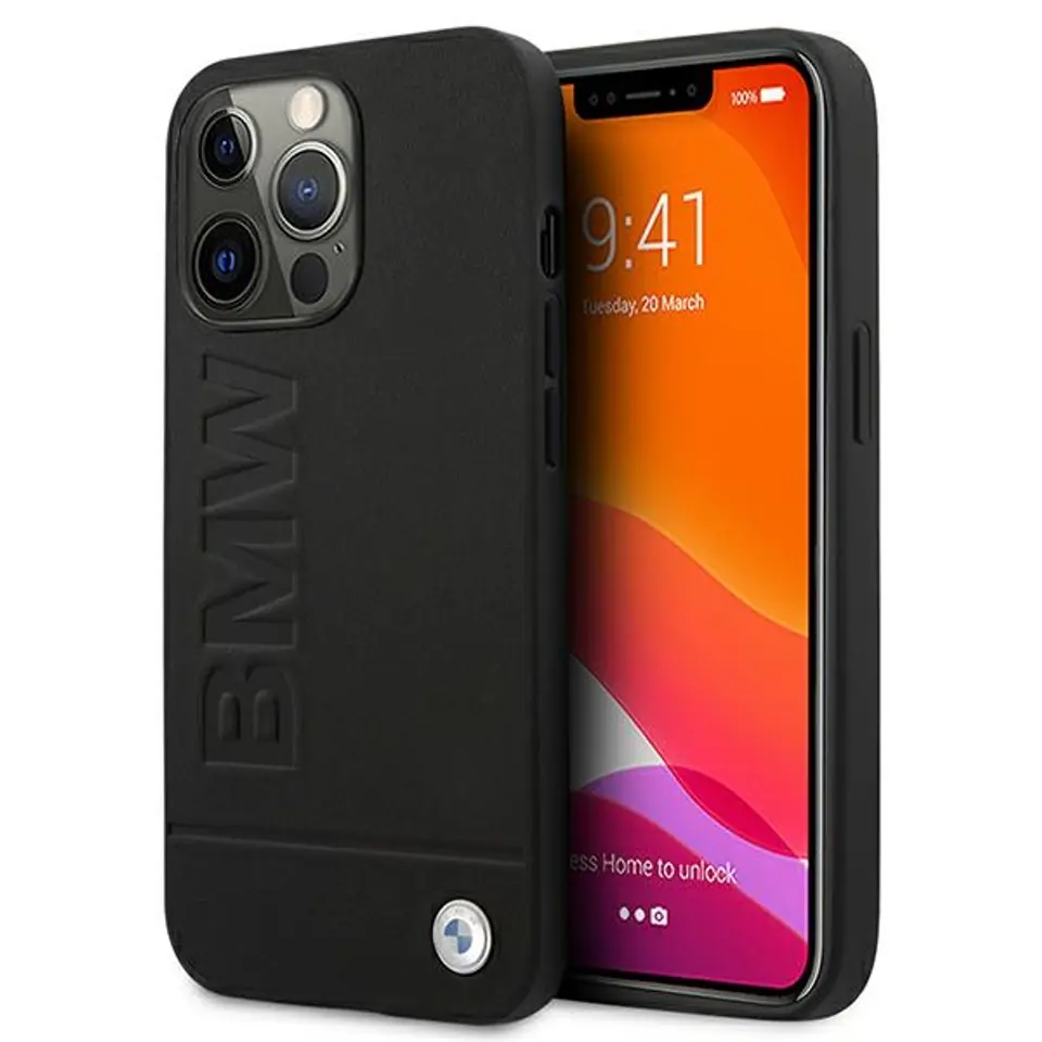 ⁨BMW BMHCP13XSLLBK Case iPhone 13 Pro Max 6,7" black/black hardcase Signature Logo Imprint⁩ at Wasserman.eu