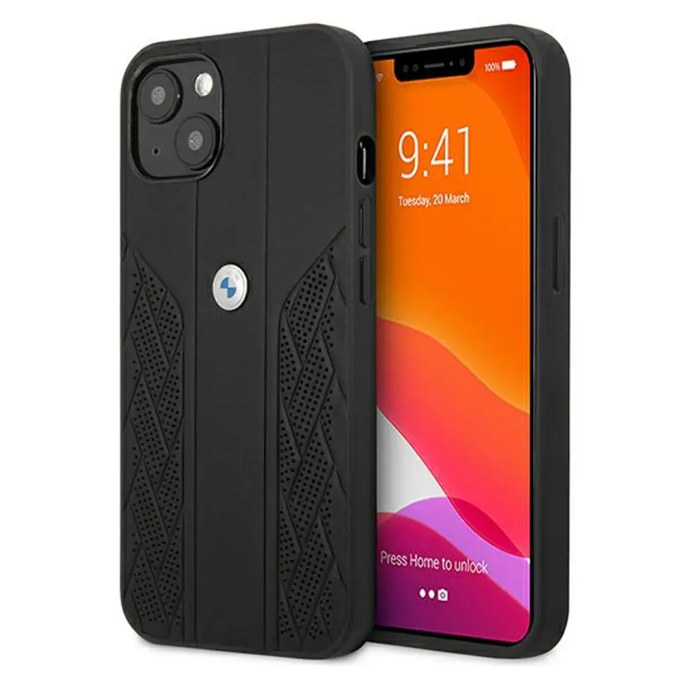 ⁨BMW Case BMHCP13SRSPPK iPhone 13 mini 5,4" black/black hardcase Leather Curve Perforate⁩ at Wasserman.eu