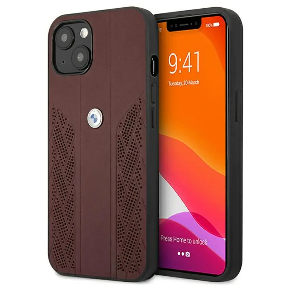 ⁨BMW Case BMHCP13MRSPPR iPhone 13 6,1" red/red hardcase Leather Curve Perforate⁩ at Wasserman.eu