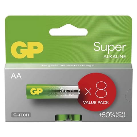 ⁨Bateria alkaliczna, AA (LR6), AA, 1.5V, GP, blistr, 8-pack, SUPER⁩ w sklepie Wasserman.eu