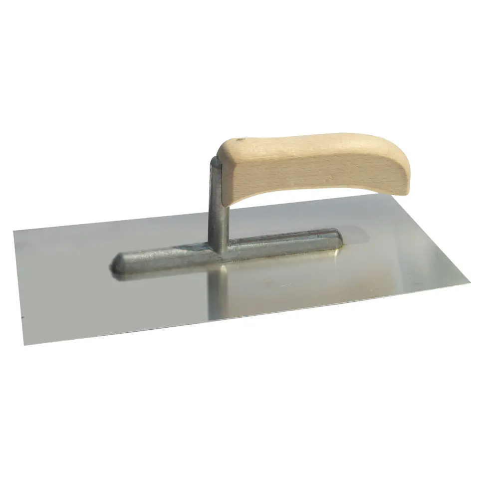 ⁨Stainless steel trowel 270*130mm, smooth, handle otw., alu foot⁩ at Wasserman.eu