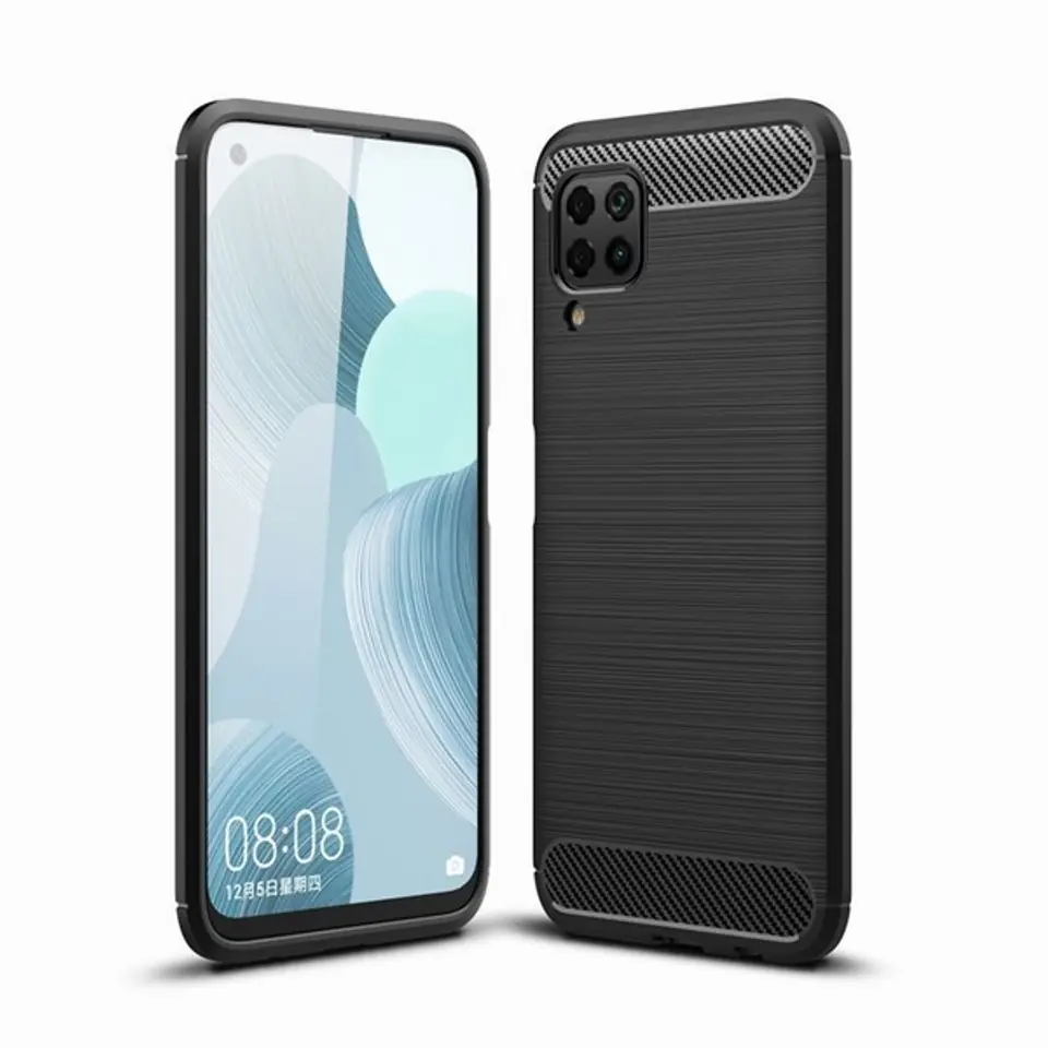 ⁨Etui Tech-Protect Huawei P40 Lite Carbon czarny/black⁩ w sklepie Wasserman.eu