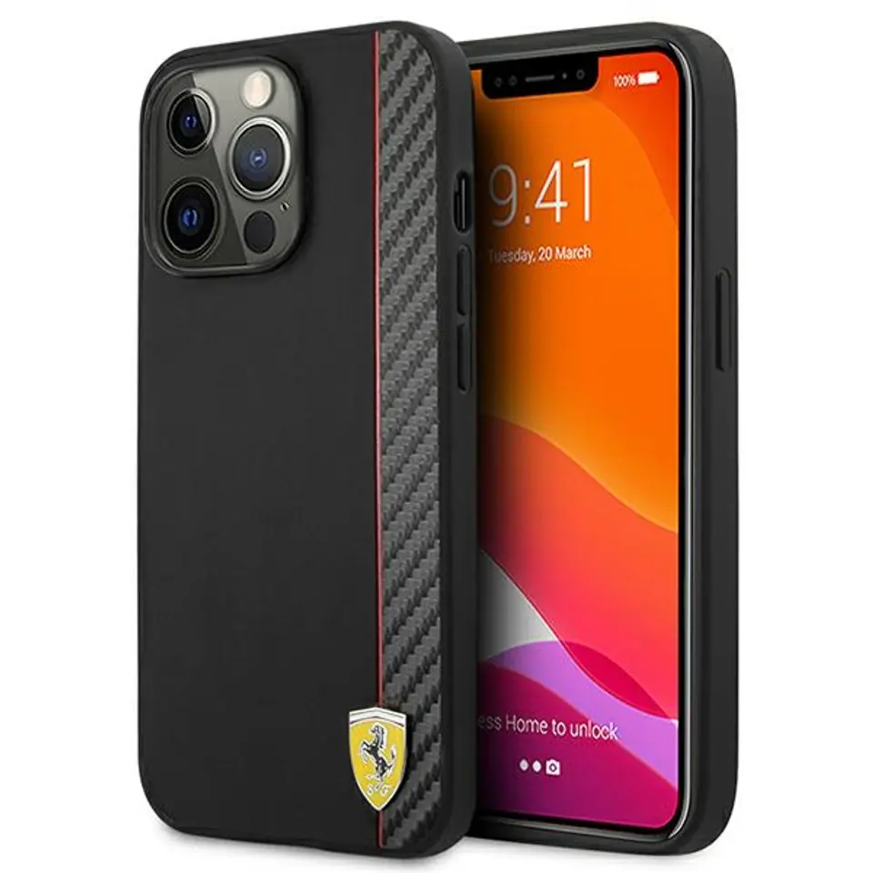 ⁨Ferrari FESAXHCP13XBK iPhone 13 Pro Max 6,7" black/black hardcase On Track Carbon Stripe⁩ at Wasserman.eu
