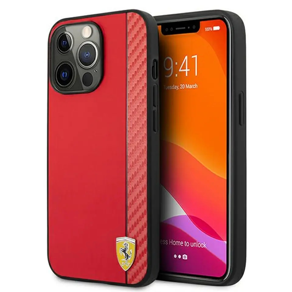 ⁨Ferrari FESAXHCP13XRE iPhone 13 Pro Max 6.7" red/red hardcase On Track Carbon Stripe⁩ at Wasserman.eu