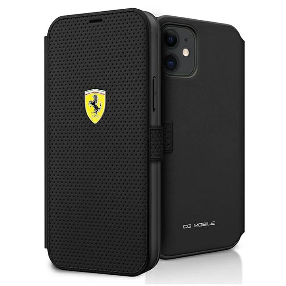 ⁨Ferrari FESPEFLBKP12SBK iPhone 12 mini 5,4" czarny/black book On Track Perforated⁩ w sklepie Wasserman.eu