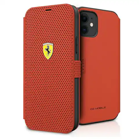 ⁨Ferrari FESPEFLBKP12SRE iPhone 12 mini 5,4" czerwony/red book On Track Perforated⁩ w sklepie Wasserman.eu