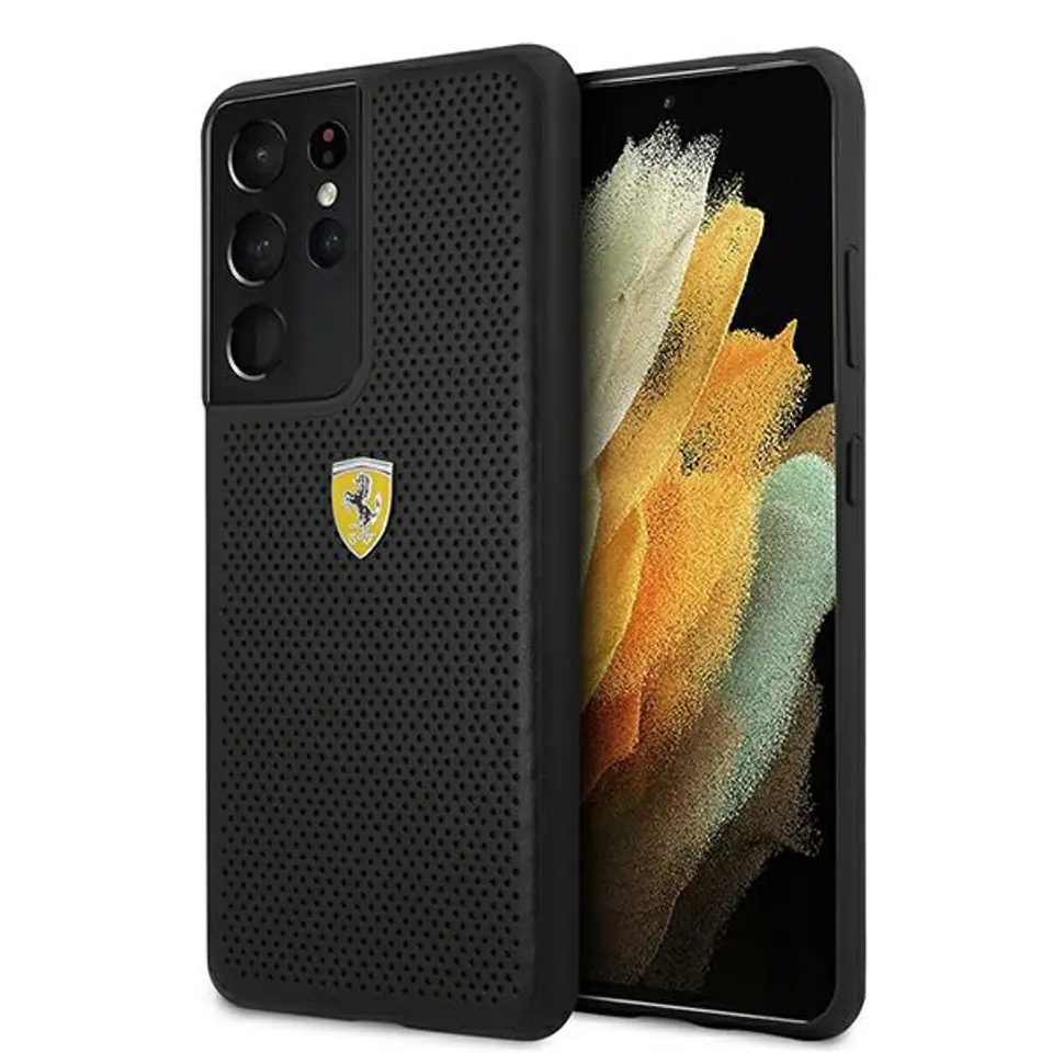 ⁨Ferrari FESPEHCS21LBK S21 Ultra G996 czarny/black hardcase On Track Perforated⁩ w sklepie Wasserman.eu