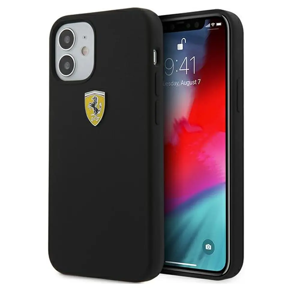 ⁨Ferrari FESSIHCP12SBK iPhone 12 mini 5,4" black/black hardcase On Track Silicone⁩ at Wasserman.eu