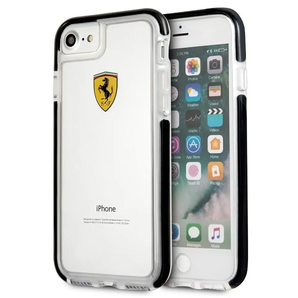 ⁨Ferrari Hardcase FEGLHCP7BK iPhone 7/8 SE 2020 / SE 2022 Shockproof transparent black⁩ w sklepie Wasserman.eu