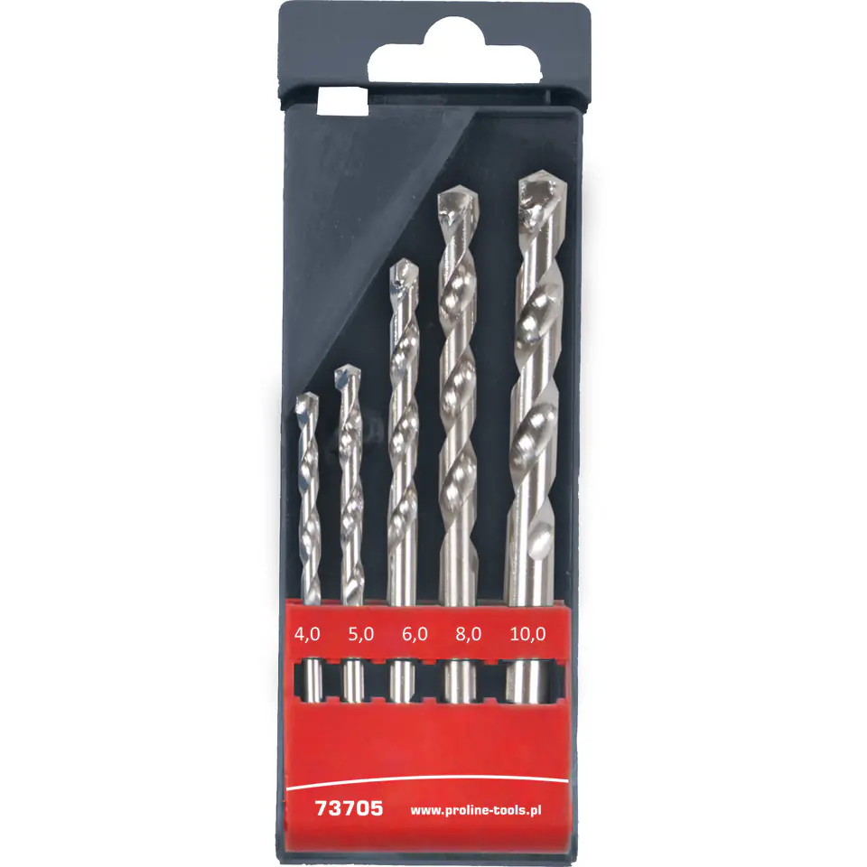 ⁨5 PCS, MASONRY DRILLS - 4-10 MM PLASTIC BOX  PROLINE⁩ at Wasserman.eu