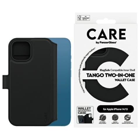 ⁨CARE by PanzerGlass Feature Tango 2in1    Wallet iPhone 14 / 13 6.1" MagSafe czarny/black 1160⁩ w sklepie Wasserman.eu