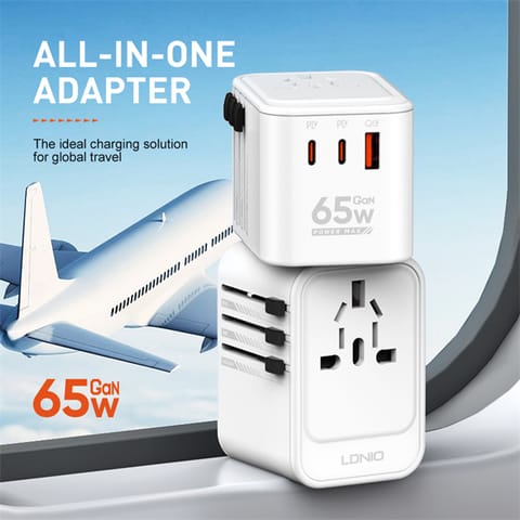 ⁨Uniwersalny adapter podróżny GaN 65W 2xPD + 1xQC⁩ w sklepie Wasserman.eu