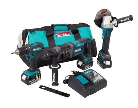 ⁨MAKITA. ZES. COMBO 18V DLX3078TX1 DDF482+DGA504+DHR241 3x5.0 BAG⁩ at Wasserman.eu