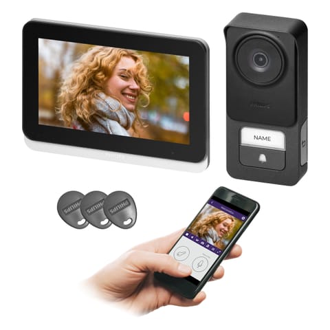 ⁨Philips WelcomeEye Connect 3, zestaw wideodomofonowy, 2-żyłowy, 7", Wi-Fi, ekran dotykowy, 3K, RFID⁩ w sklepie Wasserman.eu