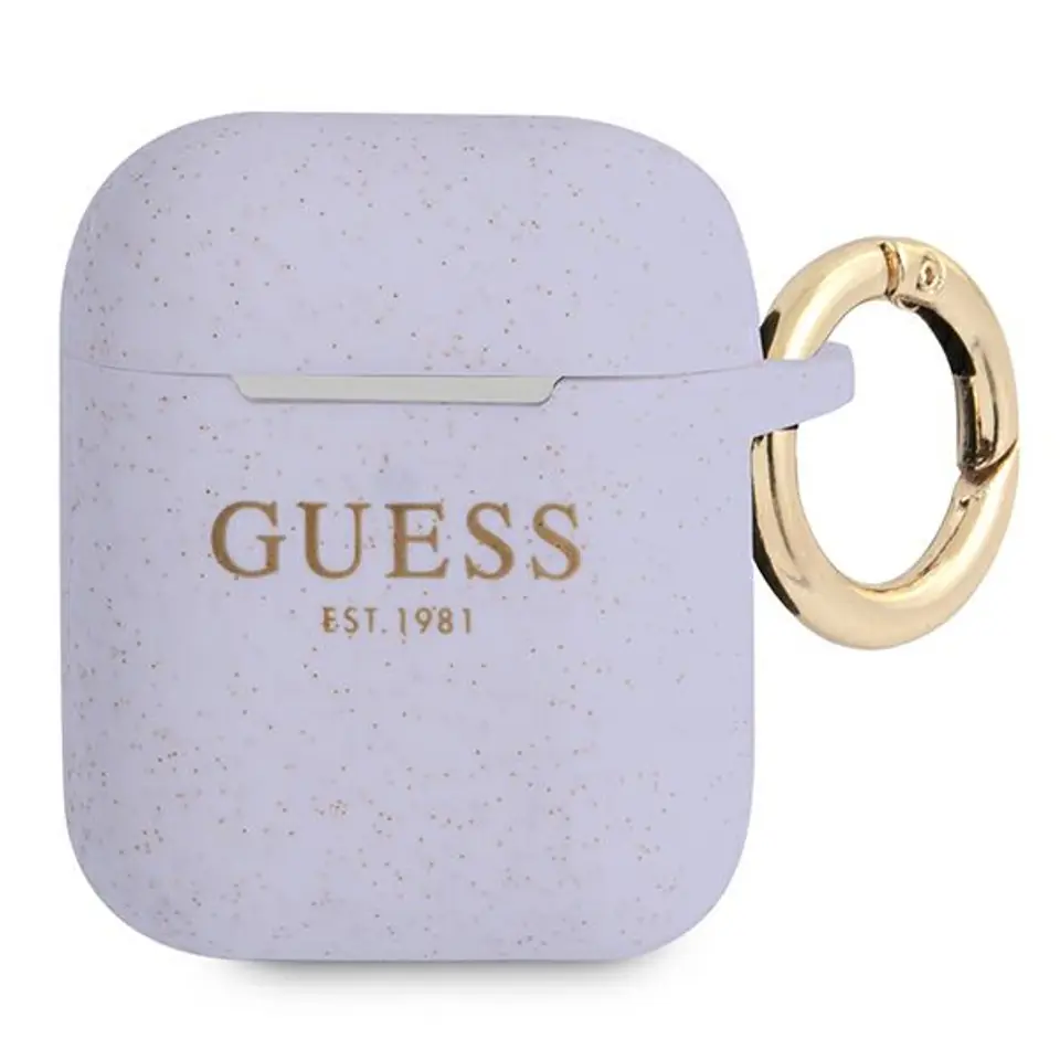 ⁨Guess GUA2SGGEU AirPods 1/2 cover purpurowy/purple Silicone Glitter⁩ w sklepie Wasserman.eu