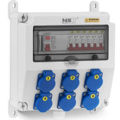 Rozdzielnica elektryczna 6 x Schuko wyłącznik różnicowoprądowy 6 x instalacyjny w sklepie Wasserman.eu