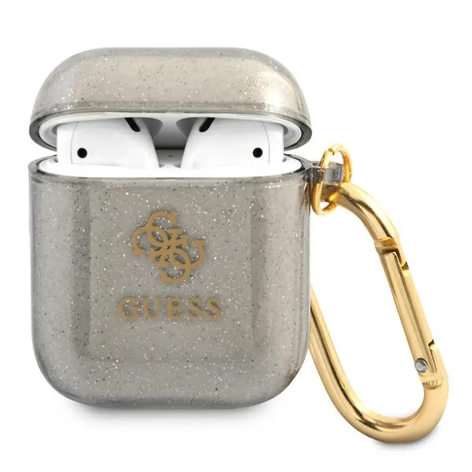 ⁨Guess GUA2UCG4GK AirPods cover czarny/black Glitter Collection⁩ w sklepie Wasserman.eu