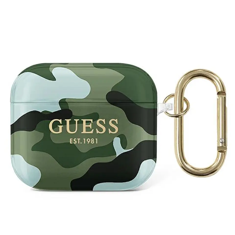 ⁨Guess GUA3UCAMA AirPods 3 cover zielony/khaki Camo Collection⁩ w sklepie Wasserman.eu