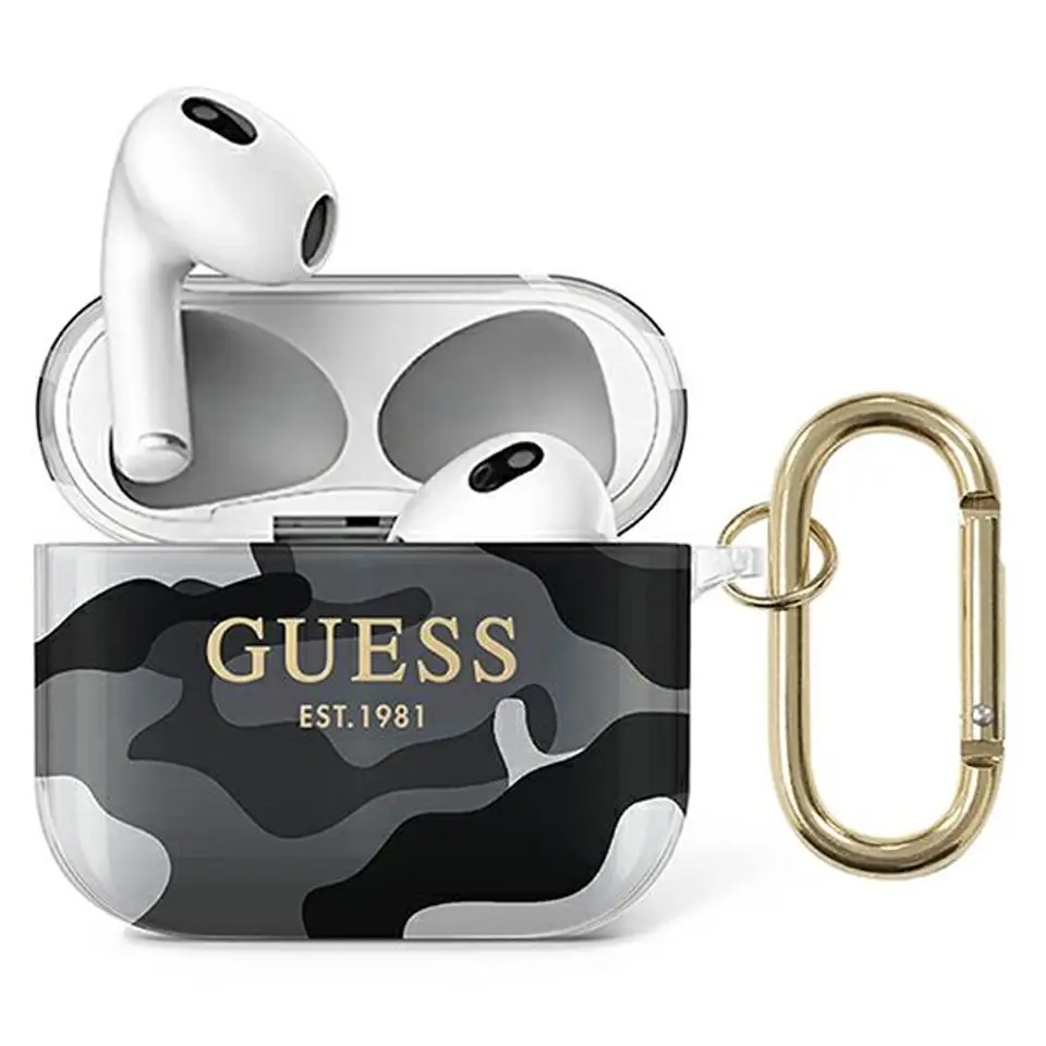 ⁨Guess GUA3UCAMG AirPods 3 cover czarny/black Camo Collection⁩ w sklepie Wasserman.eu