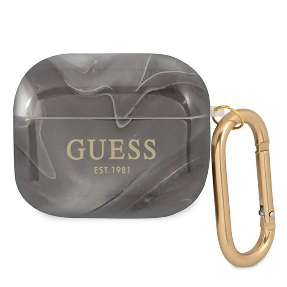 ⁨Guess GUA3UNMK AirPods 3 cover czarny/black Marble Collection⁩ w sklepie Wasserman.eu