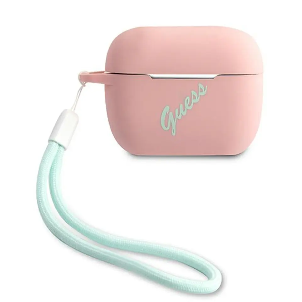 ⁨Guess GUACAPLSVSPG AirPods Pro cover różowo zielony/pink green Silicone Vintage⁩ w sklepie Wasserman.eu