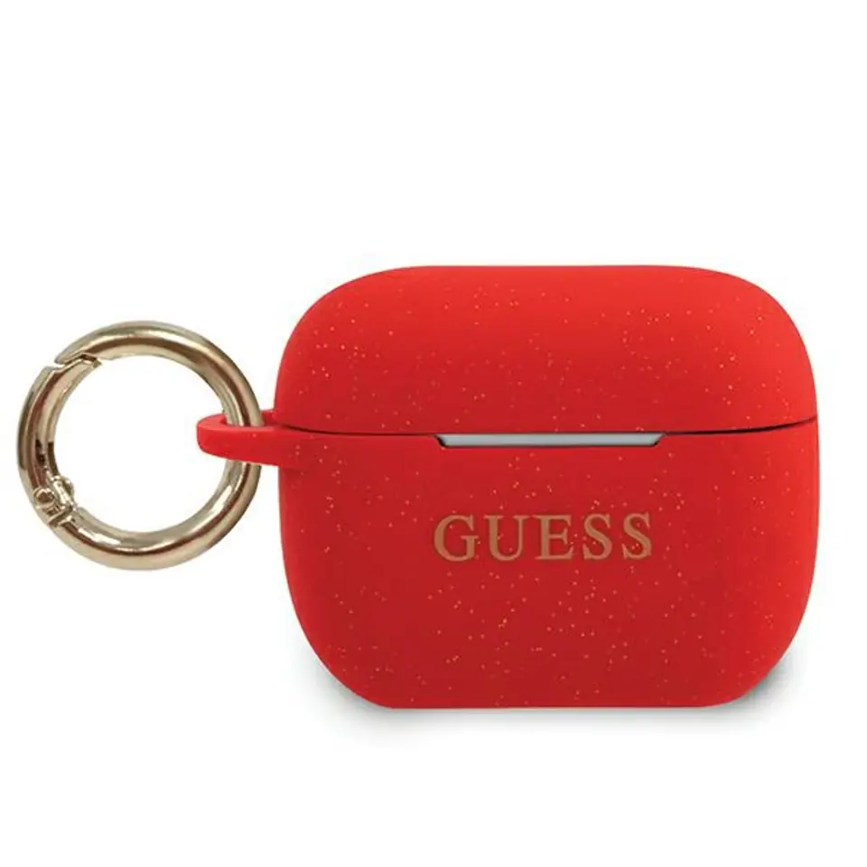 ⁨Guess GUACAPSILGLRE AirPods Pro cover czerwony/red Silicone Glitter⁩ w sklepie Wasserman.eu