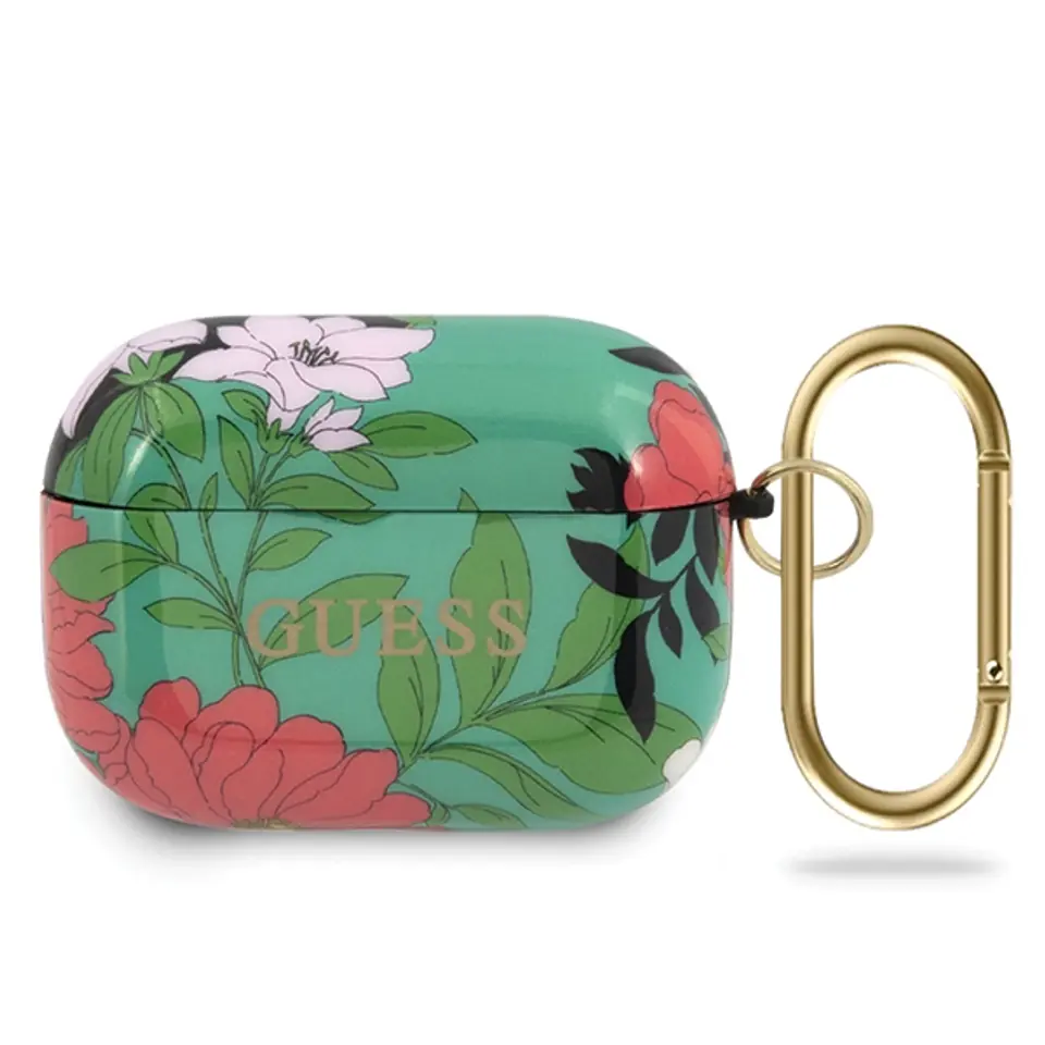 ⁨Guess GUACAPTPUBKFL01 AirPods Pro cover zielony/green N.1 Flower Collection⁩ w sklepie Wasserman.eu