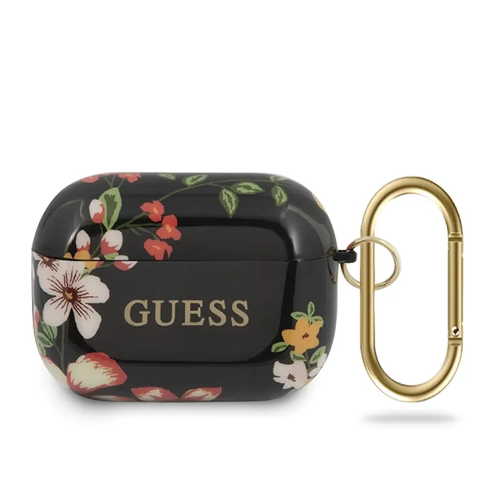 ⁨Guess GUACAPTPUBKFL04 AirPods Pro cover czarny/black N.4 Flower Collection⁩ w sklepie Wasserman.eu