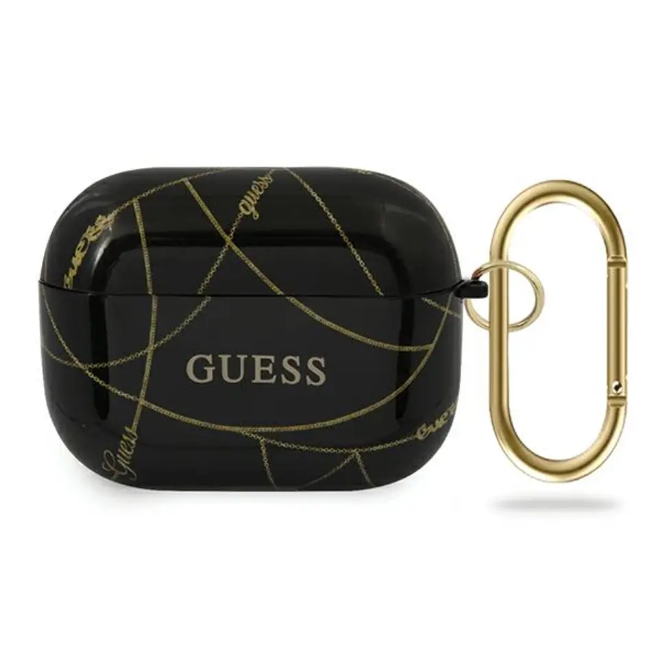 ⁨Guess GUACAPTPUCHBK AirPods Pro cover czarny/black Gold Chain Collection⁩ w sklepie Wasserman.eu