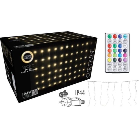 ⁨LAMPKI CHOINKOWE KURTYNA ŚWIETLNA ZEW/WEW 240 LED 600X60CM Z PILOTEM CIEPŁY BIAŁY⁩ w sklepie Wasserman.eu