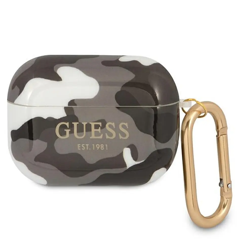 ⁨Guess GUAPUCAMG AirPods Pro cover czarny/black Camo Collection⁩ w sklepie Wasserman.eu