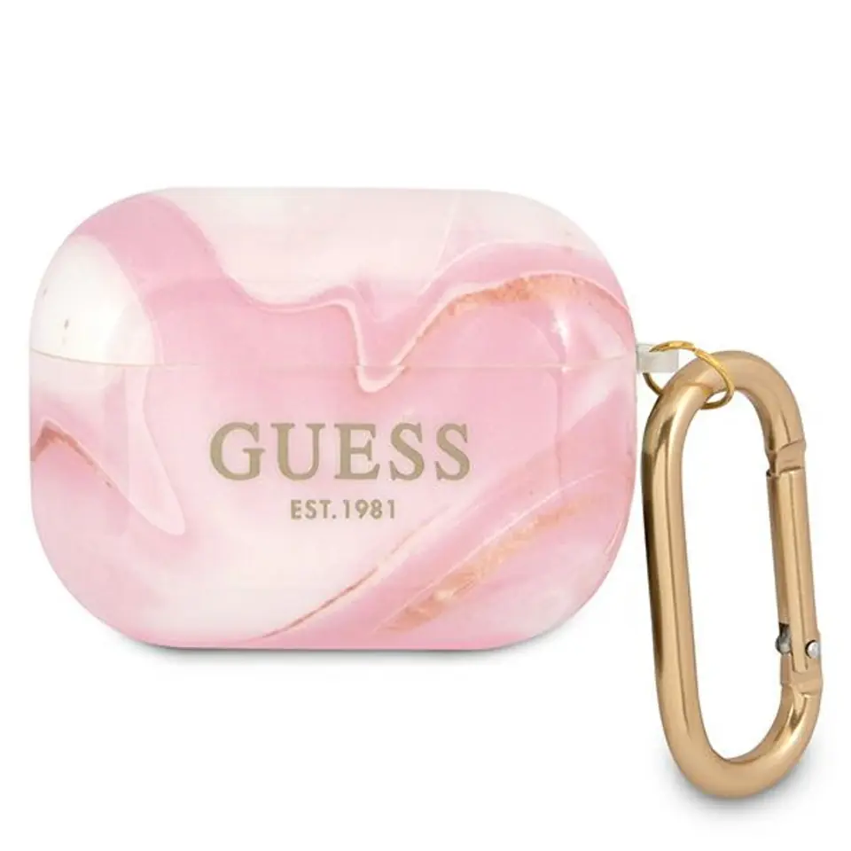 ⁨Guess GUAPUNMP AirPods Pro cover różowy/pink Marble Collection⁩ w sklepie Wasserman.eu