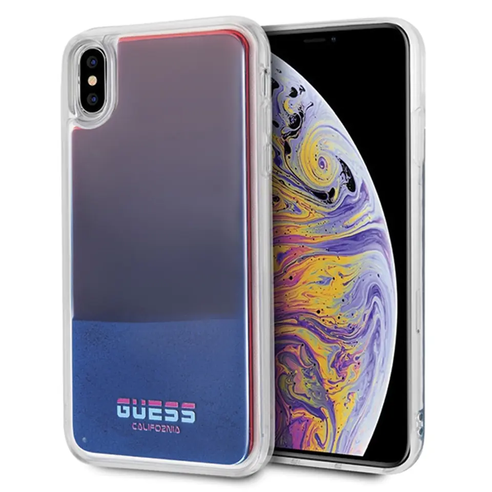 ⁨Guess GUHCI65GLCRE iPhone Xs Max czerwo ny/red hard case California Glow in the dark⁩ w sklepie Wasserman.eu