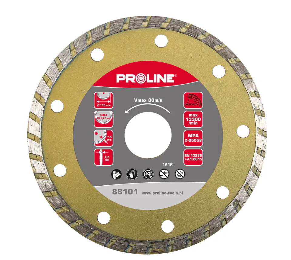 ⁨Tarcza diamentowa turbo (mat.bud) 115*2.0*7.5*22.23 proline⁩ w sklepie Wasserman.eu