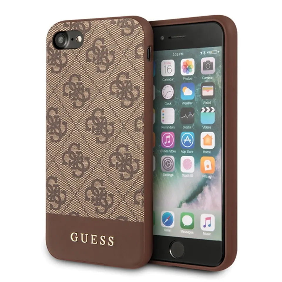 ⁨Guess GUHCI8G4GLBR iPhone 7/8/SE 2020 / SE 2022 brązowy/brown hard case 4G Stripe Collection⁩ w sklepie Wasserman.eu