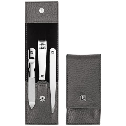⁨Zestaw podróżny Zwilling Classic Inox – skórzane etui, 3 elementy - Szary⁩ w sklepie Wasserman.eu