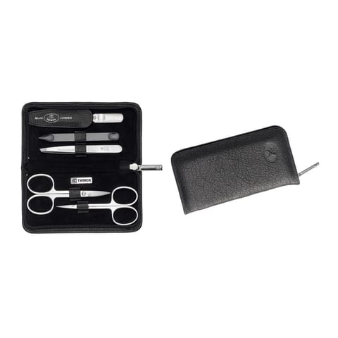 ⁨Zwilling Twinox Manicure Set – Black Leather Case, 5 Pieces - Black⁩ at Wasserman.eu