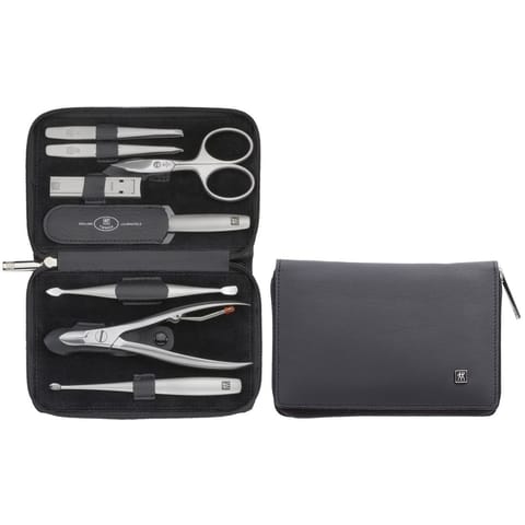 ⁨Zwilling Twinox Travel Set - Black Leather Case, 8 Pieces - Black⁩ at Wasserman.eu