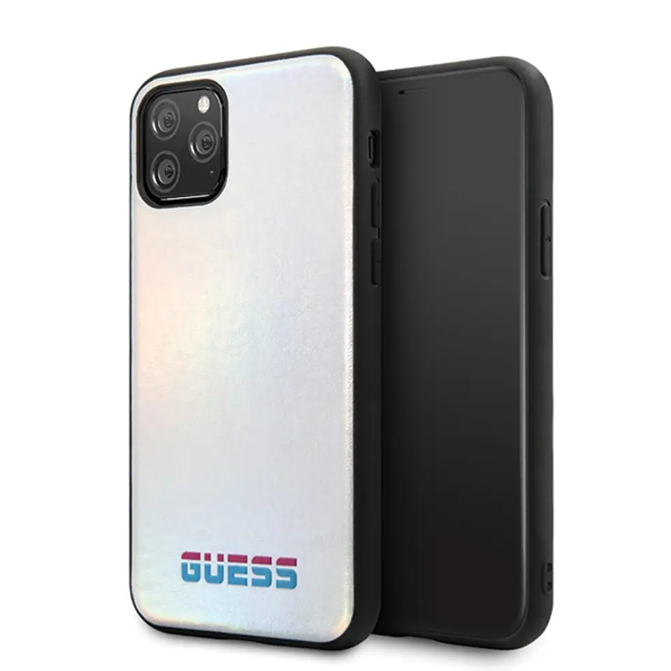 ⁨Guess GUHCN58BLD iPhone 11 Pro silver /silver hard case Iridescent⁩ at Wasserman.eu