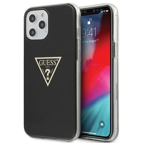 ⁨Guess GUHCP12LPCUMPTBK iPhone 12 Pro Max 6,7" czarny/black hardcase Metallic Collection⁩ w sklepie Wasserman.eu