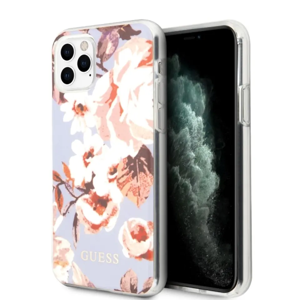 ⁨Guess GUHCN65IMLFL02 iPhone 11 Pro Max liliowy/lilac N°2 Flower Collection⁩ w sklepie Wasserman.eu