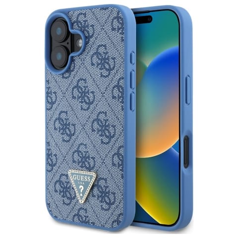 ⁨Guess GUHCP16SP4TDPB iPhone 16 6.1" niebieski/blue hardcase Leather 4G Triangle Strass⁩ w sklepie Wasserman.eu