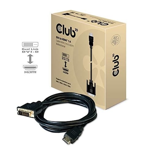 ⁨CLUB3D DVI to HDMI 1.4 Cable M/M 2m/ 6.56ft Bidirectional⁩ at Wasserman.eu