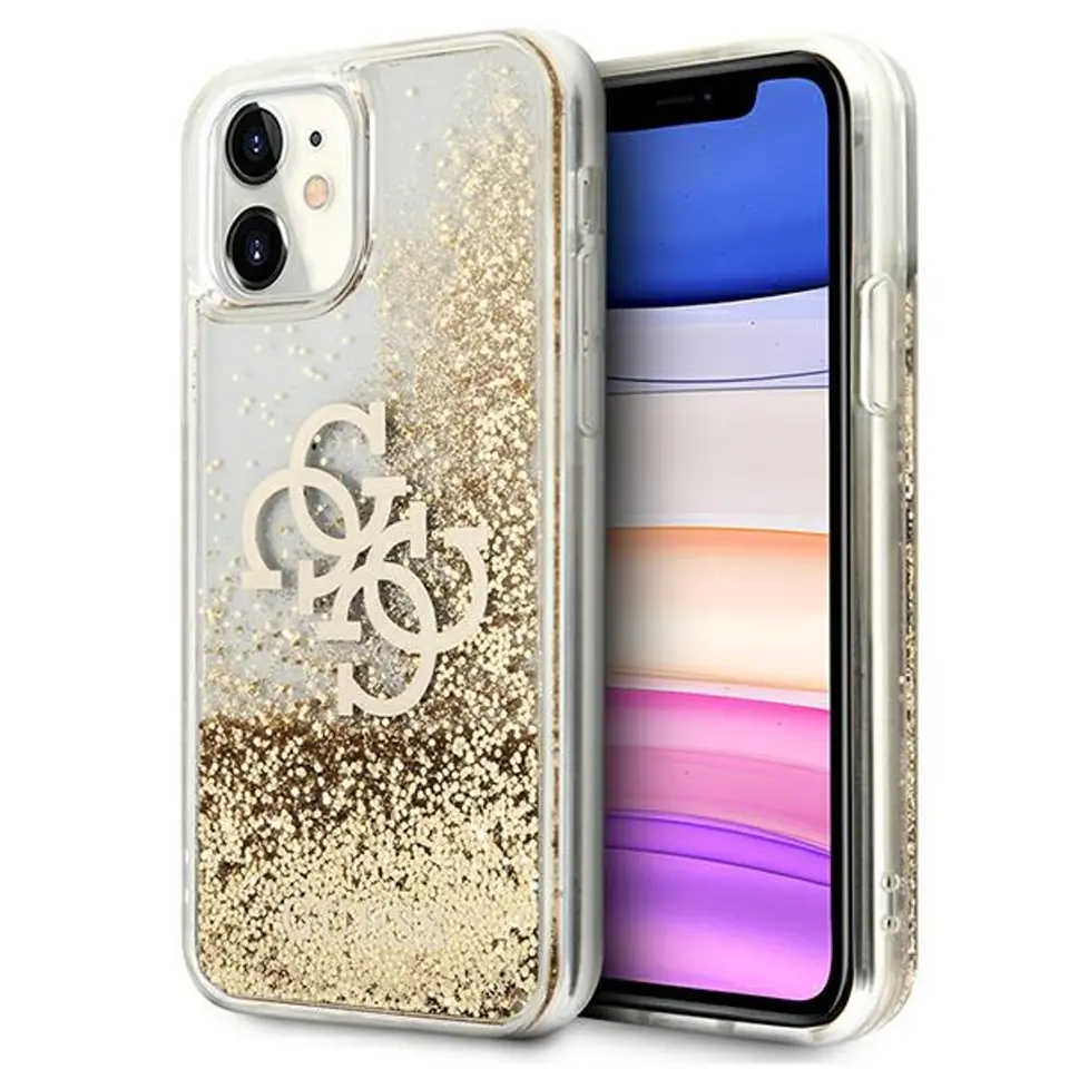 ⁨Guess GUHCN61LG4GGO iPhone 11 6,1" / Xr złoty/gold hardcase 4G Big Liquid Glitter⁩ w sklepie Wasserman.eu